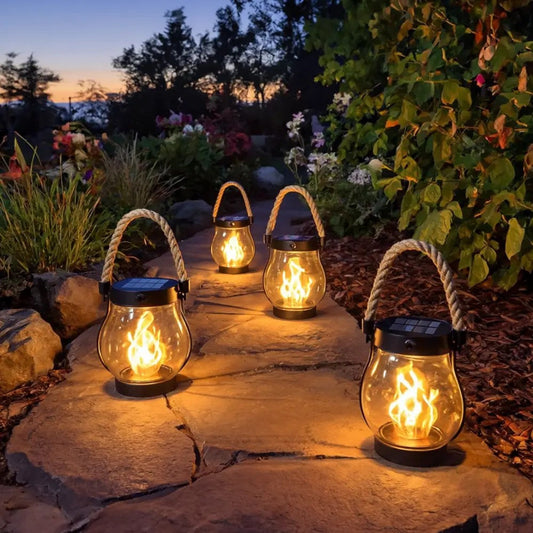 Kaliiqo™ Flickering Flame Solar Lantern Outdoor Lights